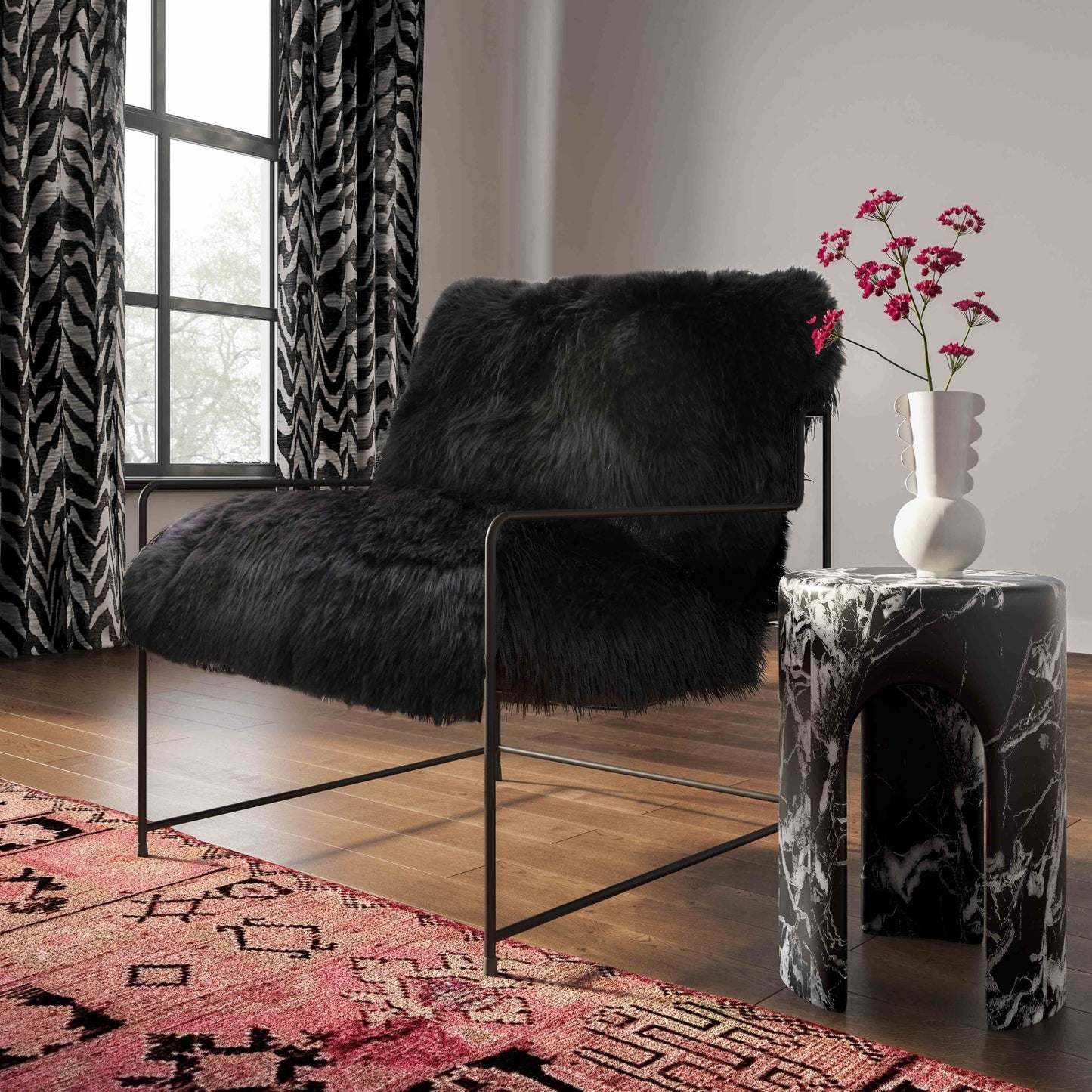 Kimi Black Genuine Sheepskin Chair - Skandi London