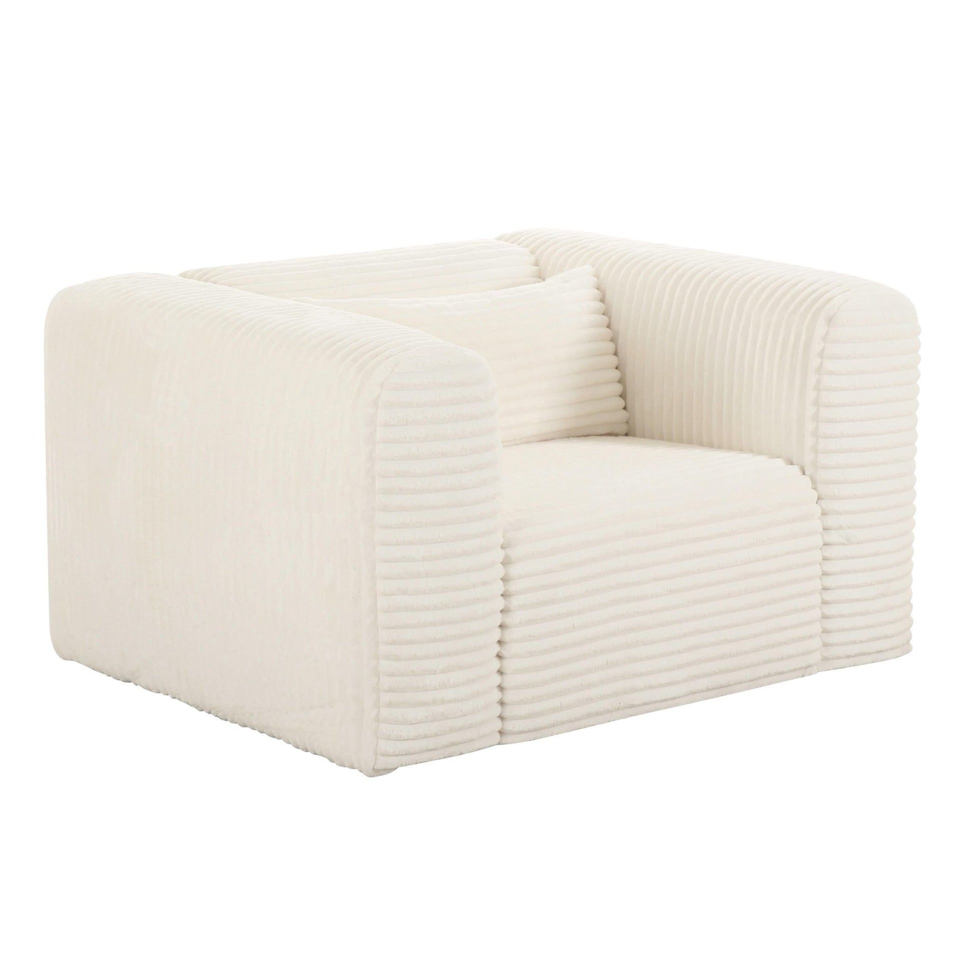 Tarra Fluffy Oversized Cream Corduroy Armchair - Skandi London