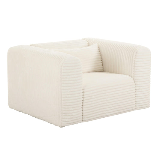 Tarra Fluffy Oversized Cream Corduroy Armchair - Skandi London