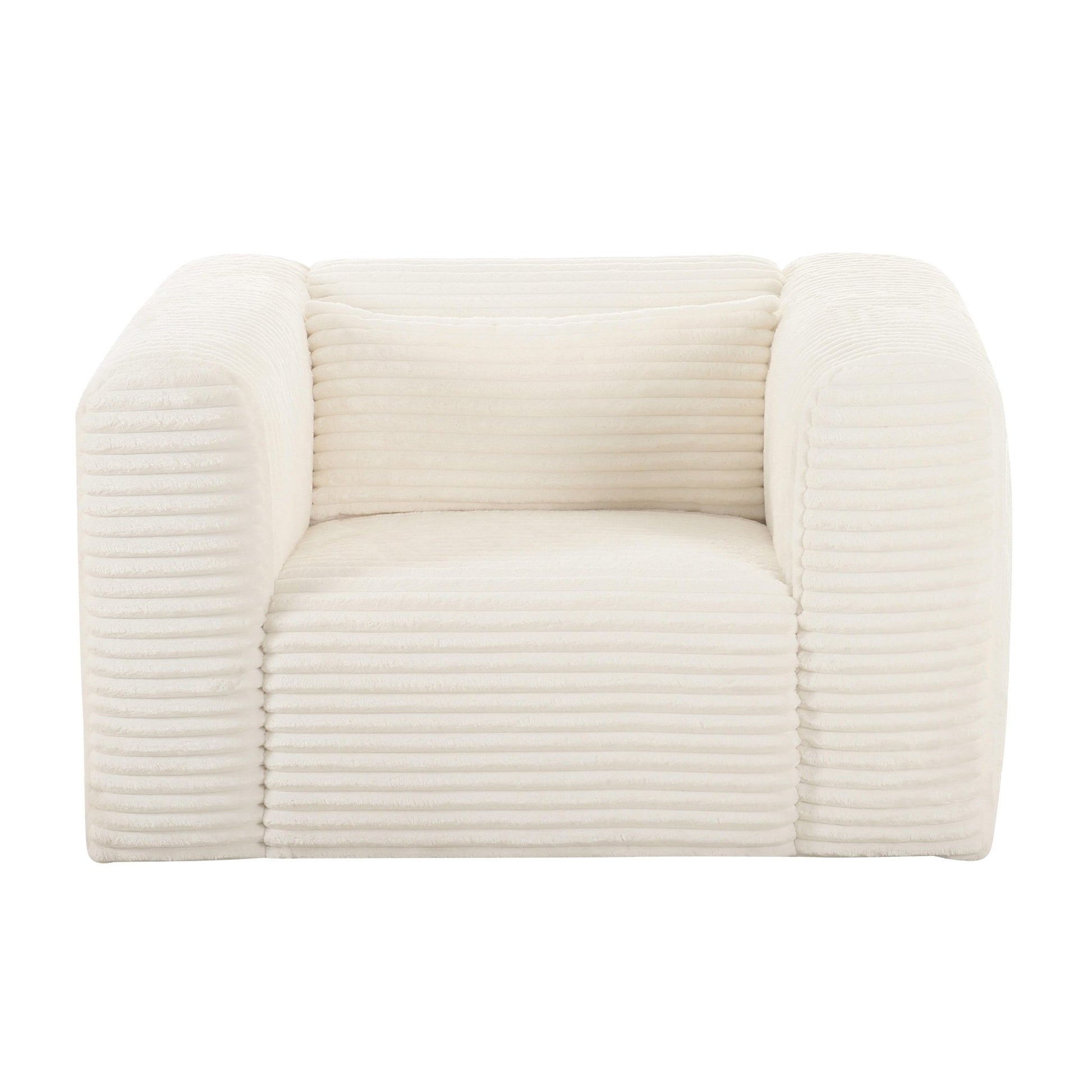 Tarra Fluffy Oversized Cream Corduroy Armchair - Skandi London