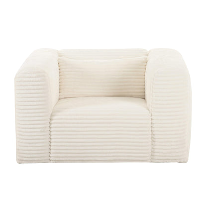 Tarra Fluffy Oversized Cream Corduroy Armchair - Skandi London