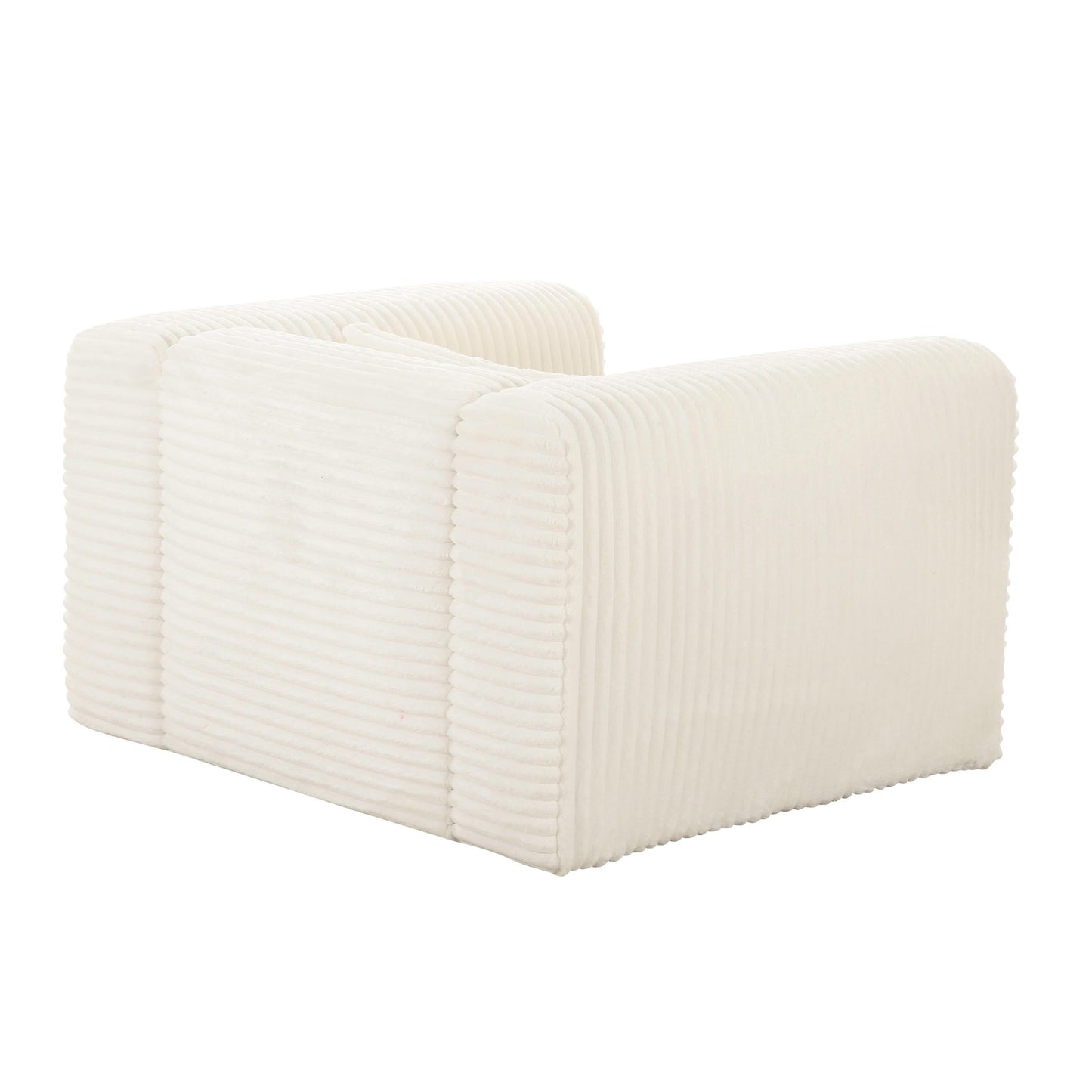 Tarra Fluffy Oversized Cream Corduroy Armchair - Skandi London