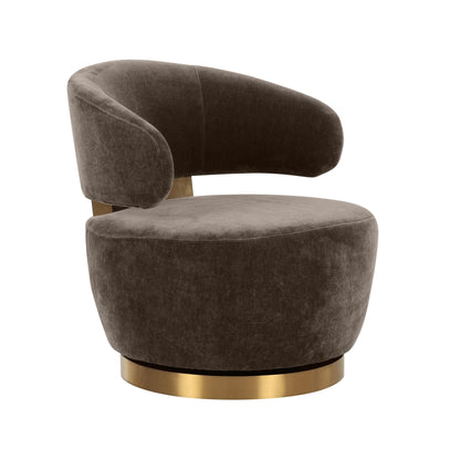 Austin Chocolate Brown Recycled Fabric Swivel Chair - Skandi London