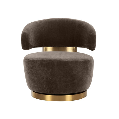 Austin Chocolate Brown Recycled Fabric Swivel Chair - Skandi London