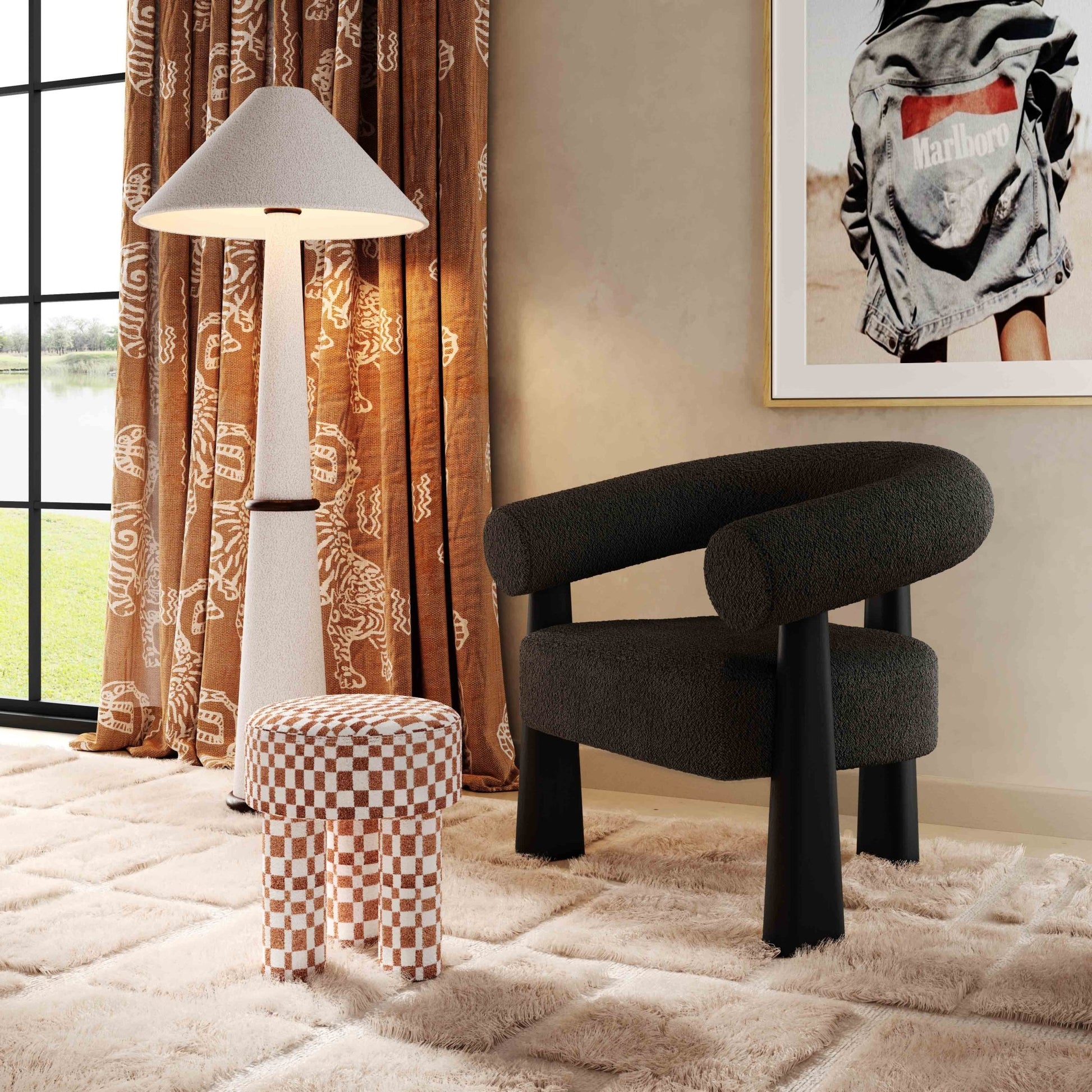 Spara Black Boucle Accent Chair - Skandi London