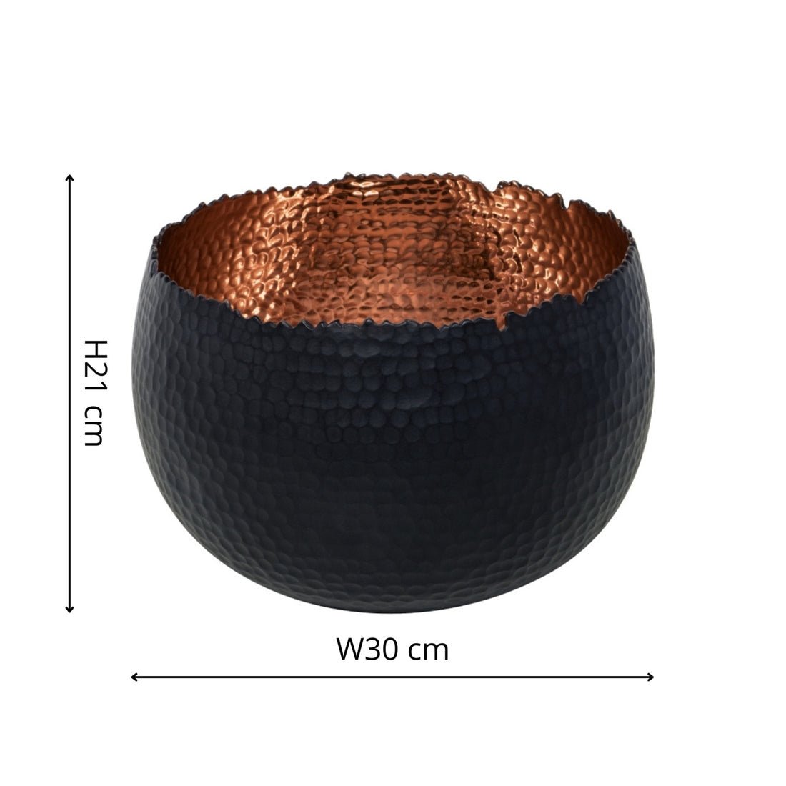 Ulrik Hammered Bowl Black/Copper - Large - Skandi London