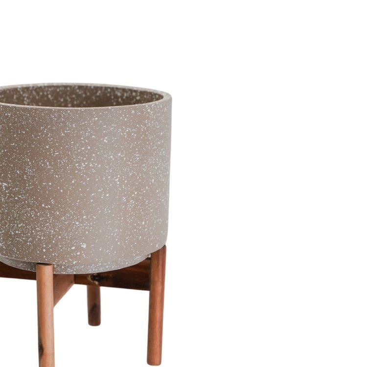 Valetta Caramel Speckled Planter with Stand H37cm D28cm - Skandi London