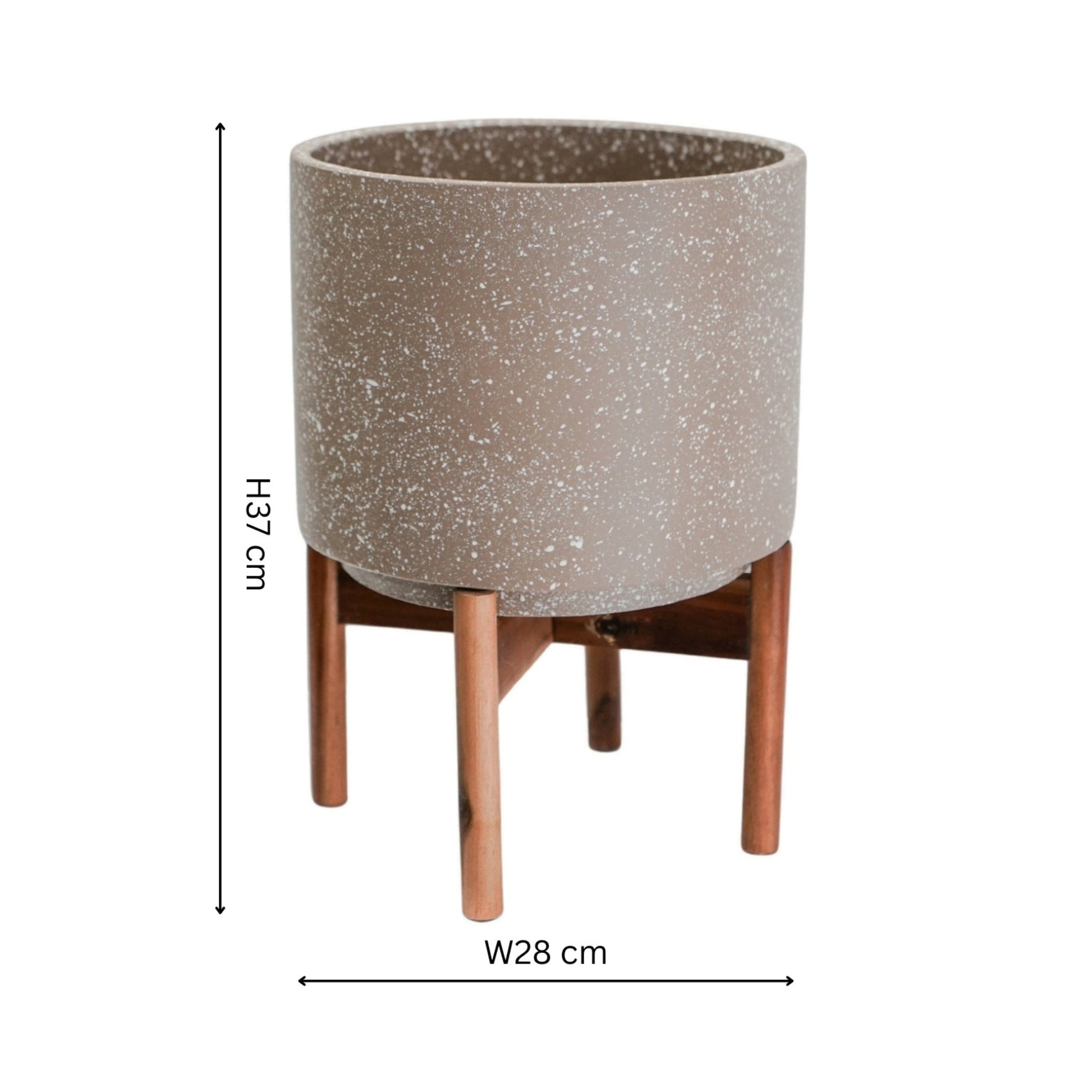 Valetta Caramel Speckled Planter with Stand H37cm D28cm - Skandi London