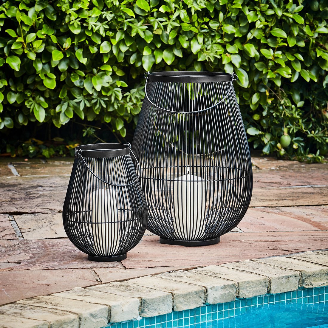 Tordis Lantern with Glass Insert Black - Large - Skandi London