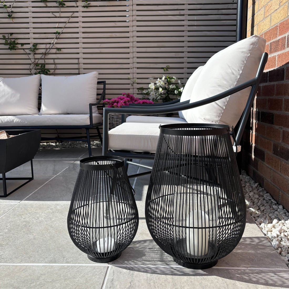 Tordis Lantern with Glass Insert Black - Large - Skandi London