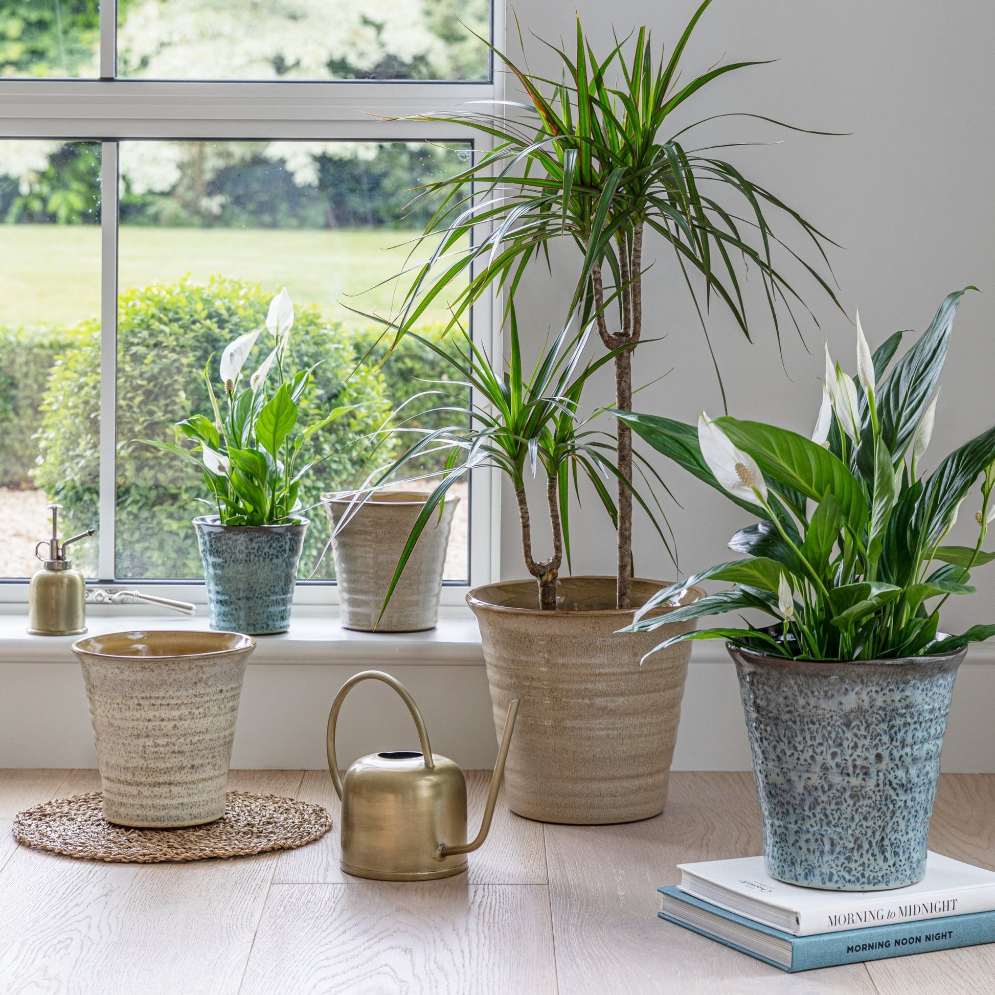 Vallo Reactive Glaze Tapered Blue Planter H26.5cm D29.5cm - Skandi London