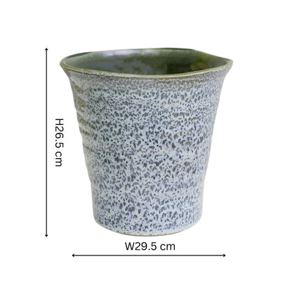 Vallo Reactive Glaze Tapered Blue Planter H26.5cm D29.5cm - Skandi London
