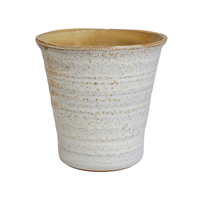 Vallo Reactive Glaze Tapered Cream Planter H26.5cm D29.5cm - Skandi London