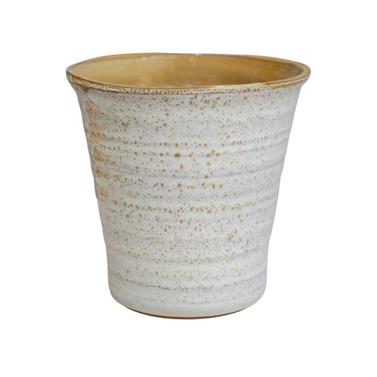 Vallo Reactive Glaze Tapered Cream Planter H26.5cm D29.5cm - Skandi London