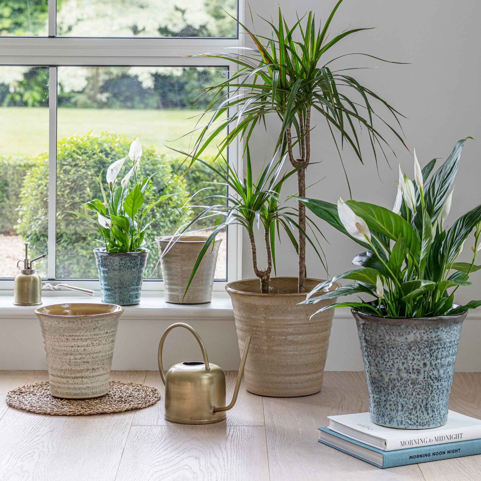 Vallo Reactive Glaze Tapered Cream Planter H26.5cm D29.5cm - Skandi London