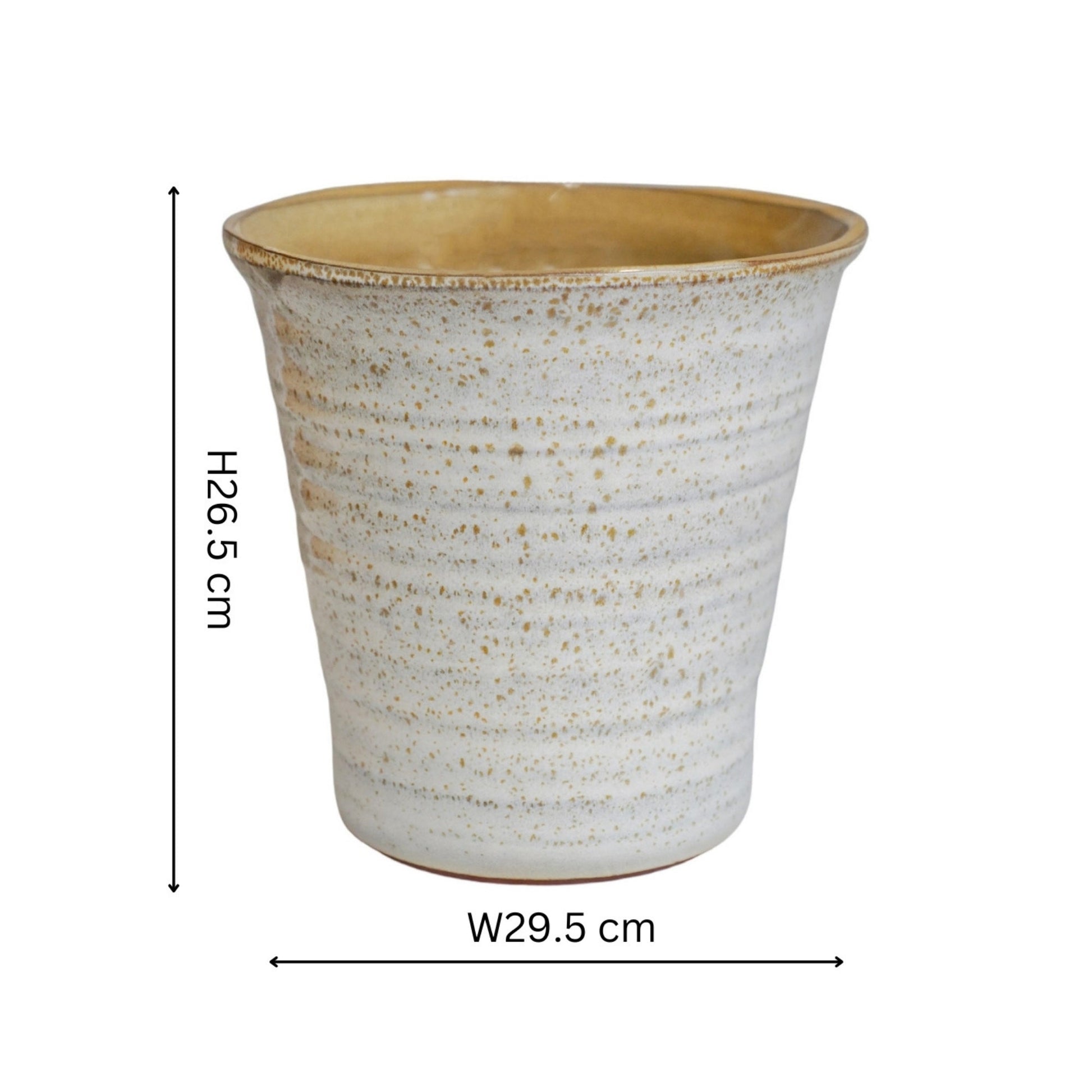 Vallo Reactive Glaze Tapered Cream Planter H26.5cm D29.5cm - Skandi London