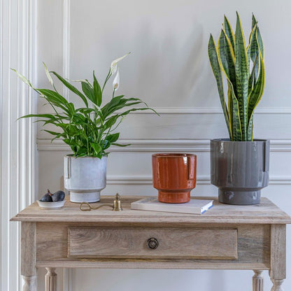 Aries Glazed handles planter Rust H20cm D19cm - Skandi London