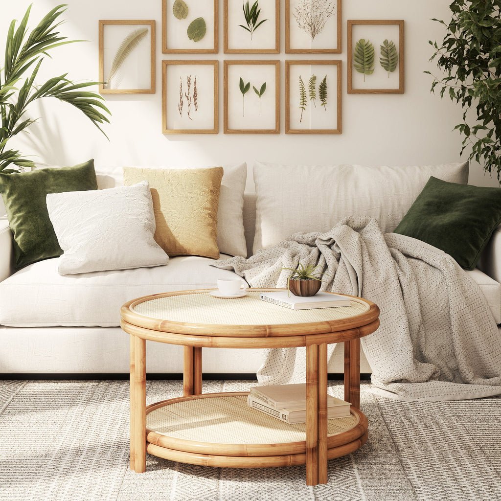 Japandi Artisanal Rattan Coffee Table - Skandi London