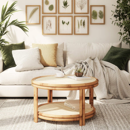 Japandi Artisanal Rattan Coffee Table - Skandi London