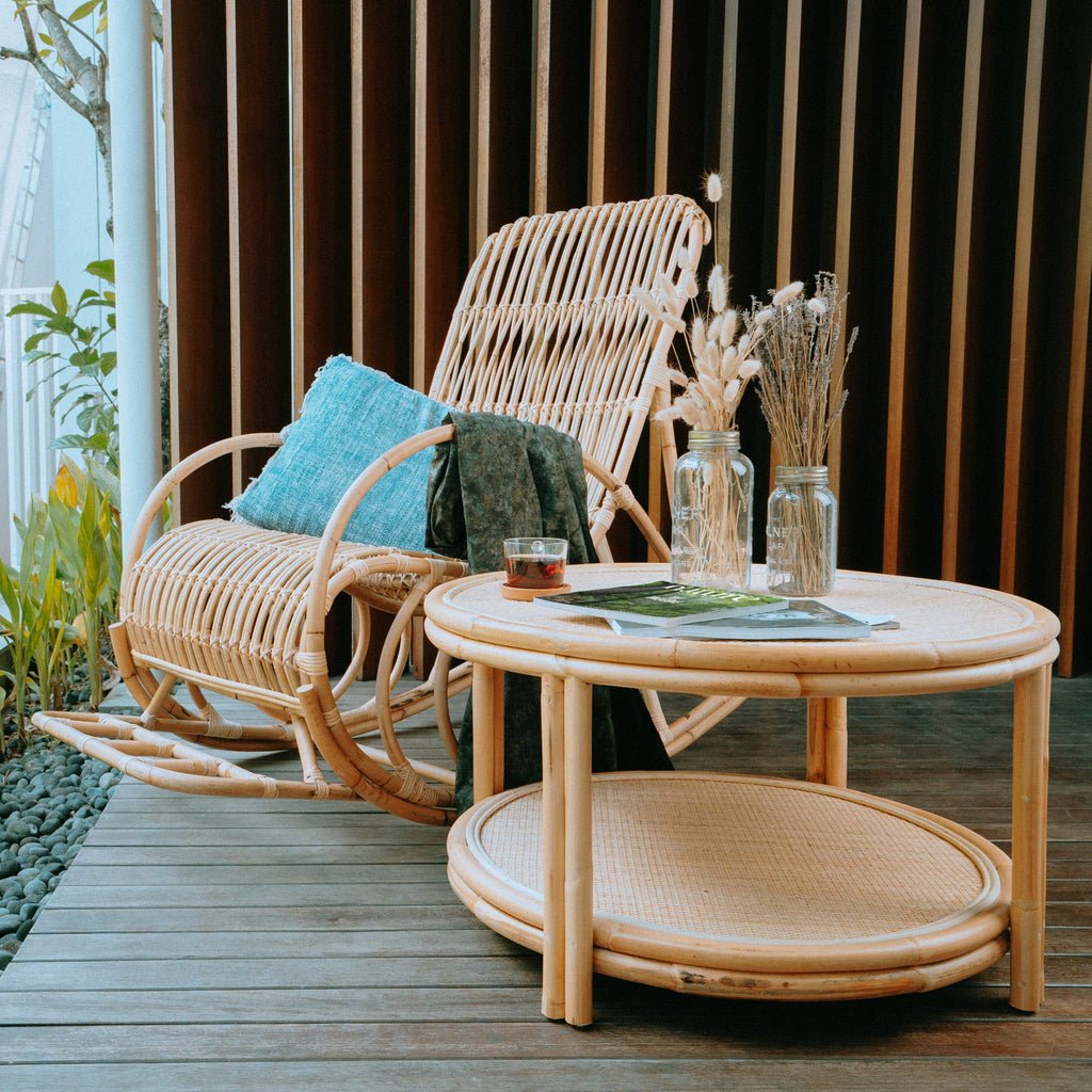 Japandi Artisanal Rattan Coffee Table - Skandi London