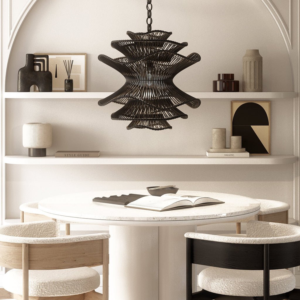 Japandi Large Lampshade Black and Natural - Skandi London