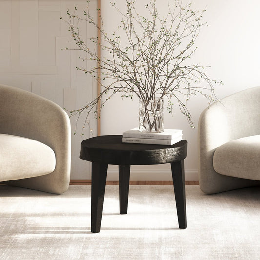 Modern Japandi Black Live Edge Solid Wood Low Table - Skandi London
