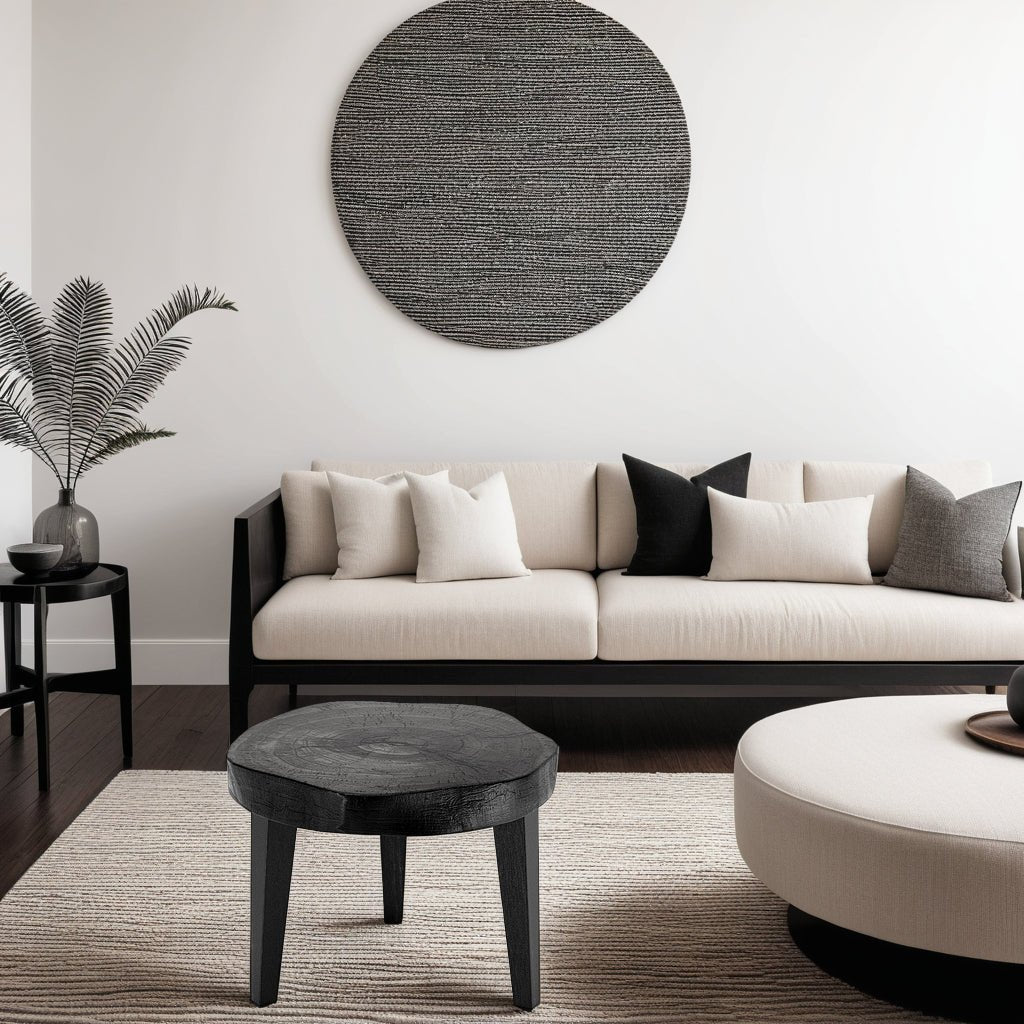 Modern Japandi Black Live Edge Solid Wood Low Table - Skandi London
