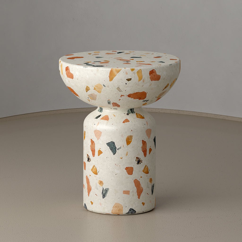 Mosaic Modern Mediterranean Round Nightstand - Skandi London